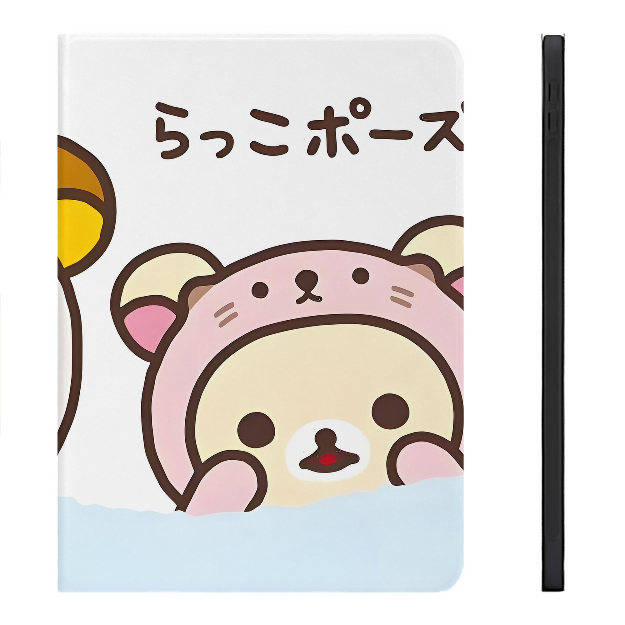 （画像用） リラックマ リラックマ キイロイトリ Rilakkuma Korilakkuma Kiiroitori IPadケース ペンホルダー付き ブックスタイルデザイン